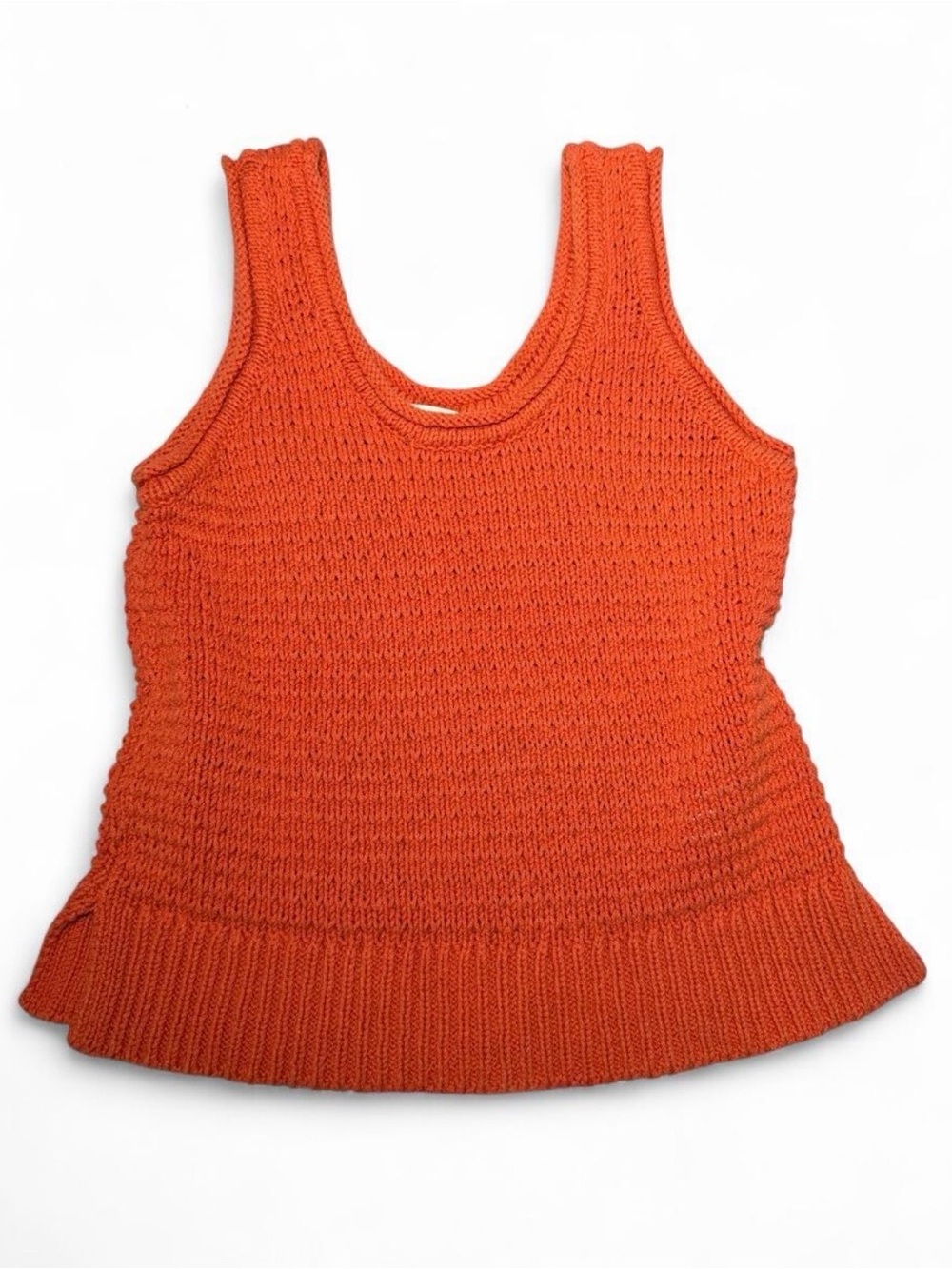 Madewell Bright Orange Knit Tank with Flared Rib Hem